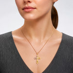 14K Cross w/ Heart Center Charm - Model Shot