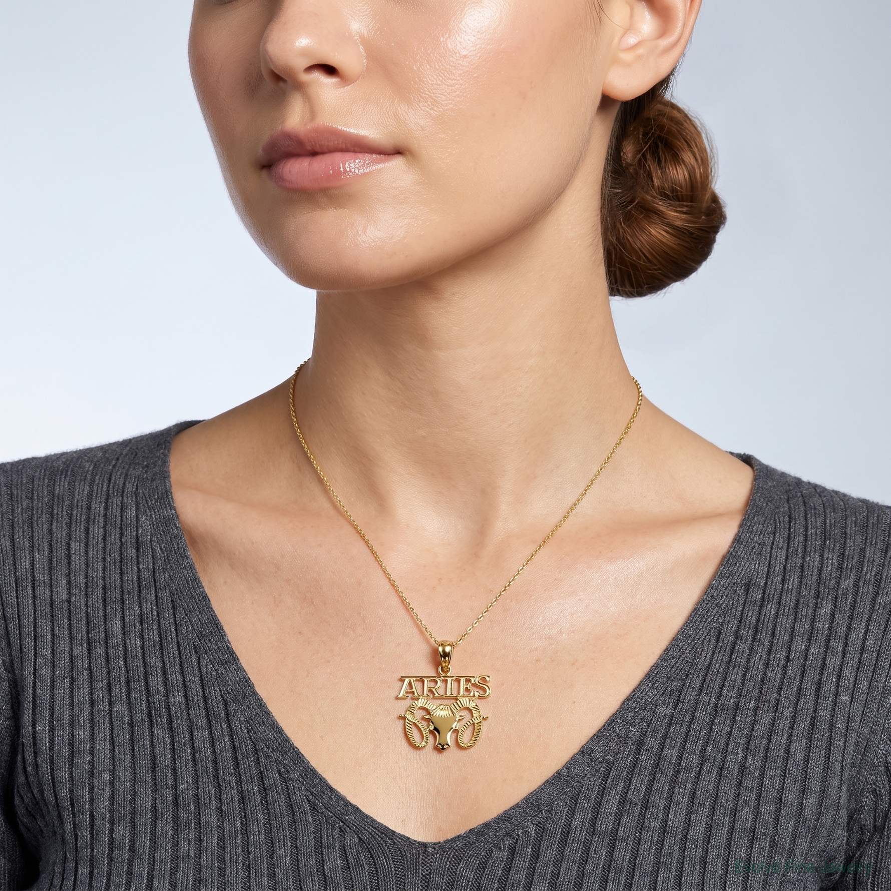 14K ARIES Zodiac Charm - Model Shot