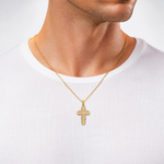 14K Two-Tone w/ Lace Trim Cross Charm - Model Shot