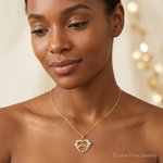 14k Two-tone w/White Rhodium MOM Heart w/Flower Charm - Model Shot