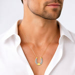 14k w/ Rhodium Horseshoe Chain Slide Charm - Model Shot
