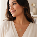 14k w/ Rhodium Textured Heart w/ MOM Charm - Model Shot