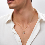 14K W/ Rhodium 2-D Ship Wheel Charm - Model Shot