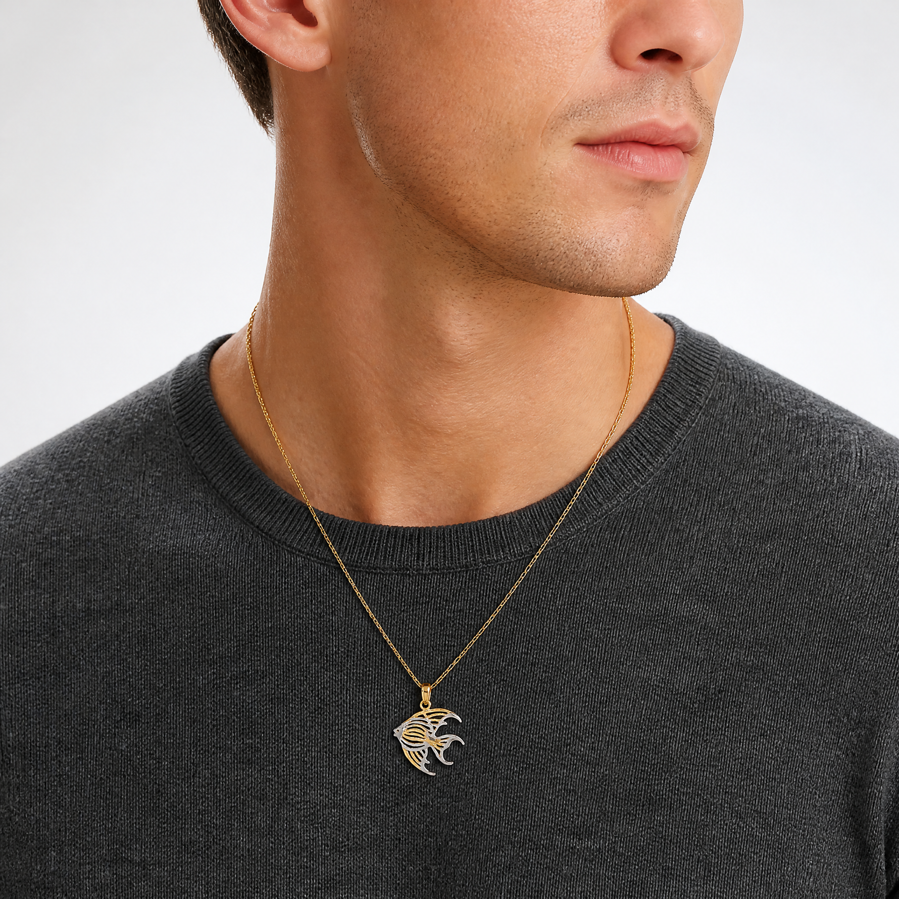 14k w/ Rhodium Cut-Out Angelfish Charm - Model Shot