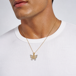 14k w/Rhodium Butterfly w/ White Beaded Wings Charm - Model Shot