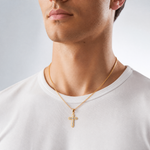 14K W/ Rhodium Center Cross Charm - Model Shot