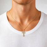 14K W/ Rhodium Cross Charm - Model Shot