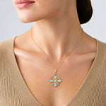 14k w/ Rhodium Cut-out Cross Medallion Charm - Model Shot