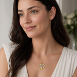14k w/ Rhodium MOM Heart with 2 Kids Charm - Model Shot