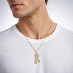 14k w/Rhodium Filigree Ribbon HOPE Charm - Model Shot