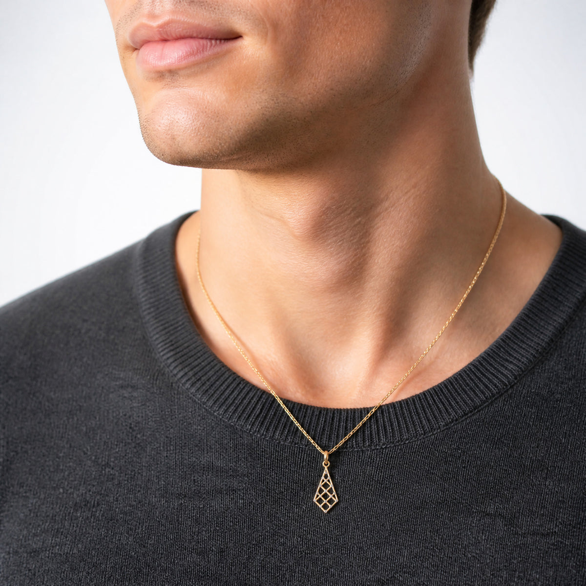 14K w/Rhodium D/C Small Criss-Cross Charm - Model Shot
