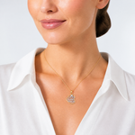 14k and Rhodium LIVE LOVE LAUGH In Heart Charm - Model Shot