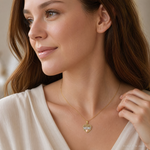 14K Two-tone w/White Rhodium Polished MOM  in Heart Pendant - Model Shot