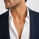 14k Two-tone Crucifix Pendant - Model Shot