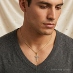 14K Two-tone Polished Crucifix Charm - Model Shot