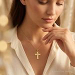 14K Polished Cross Pendant - Model Shot