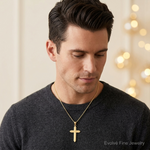 14K Polished Cross Pendant - Model Shot