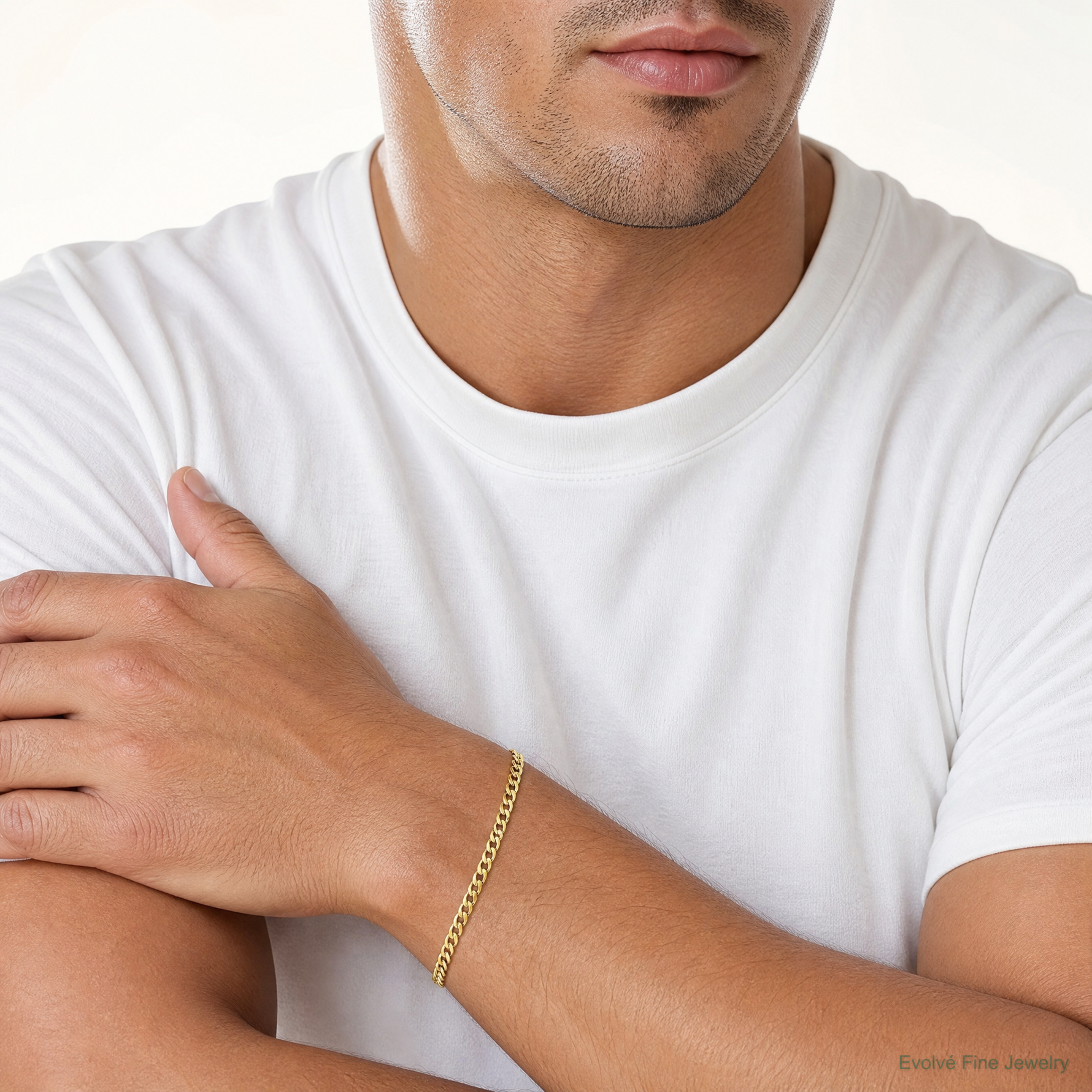 14k 3.1mm Lightweight Flat Cuban Chain - Model Shot