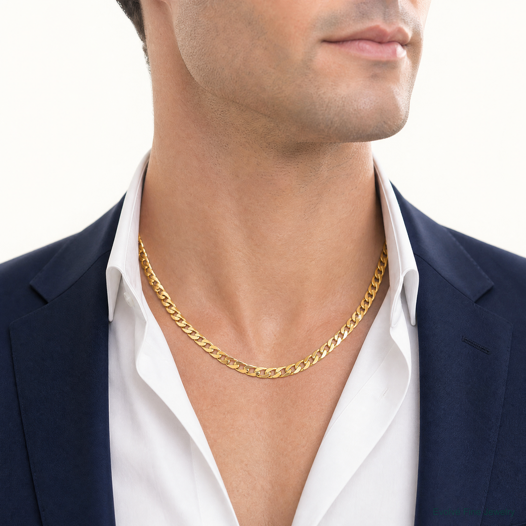 14k 5.9mm Lightweight Flat Cuban Chain - Model Shot