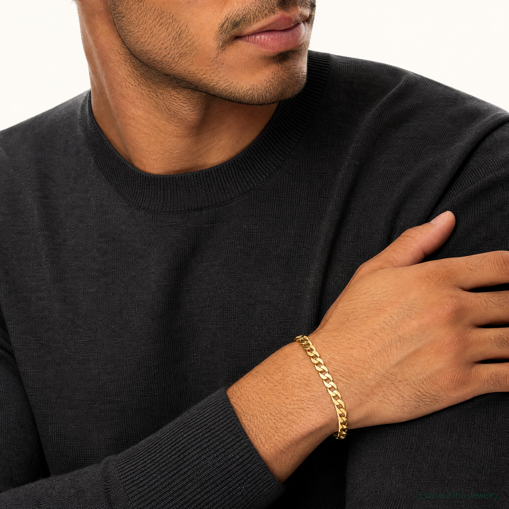 14k 7.2mm Lightweight Flat Cuban Chain - Model Shot