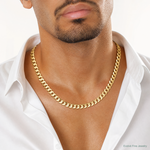 14k 8.3mm Lightweight Flat Cuban Chain - Model Shot