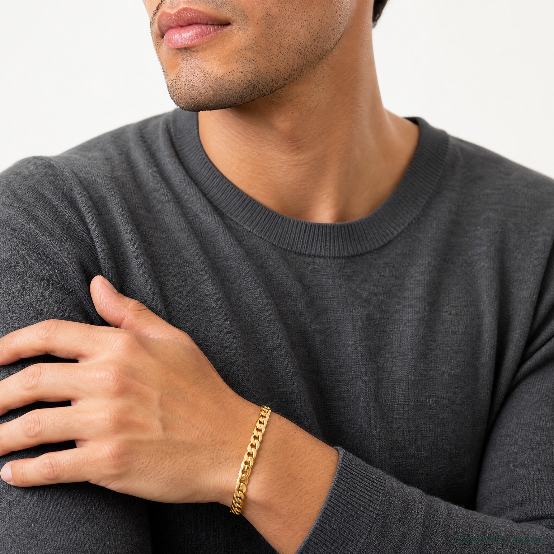 14k 9.4mm Lightweight Flat Cuban Chain - Model Shot