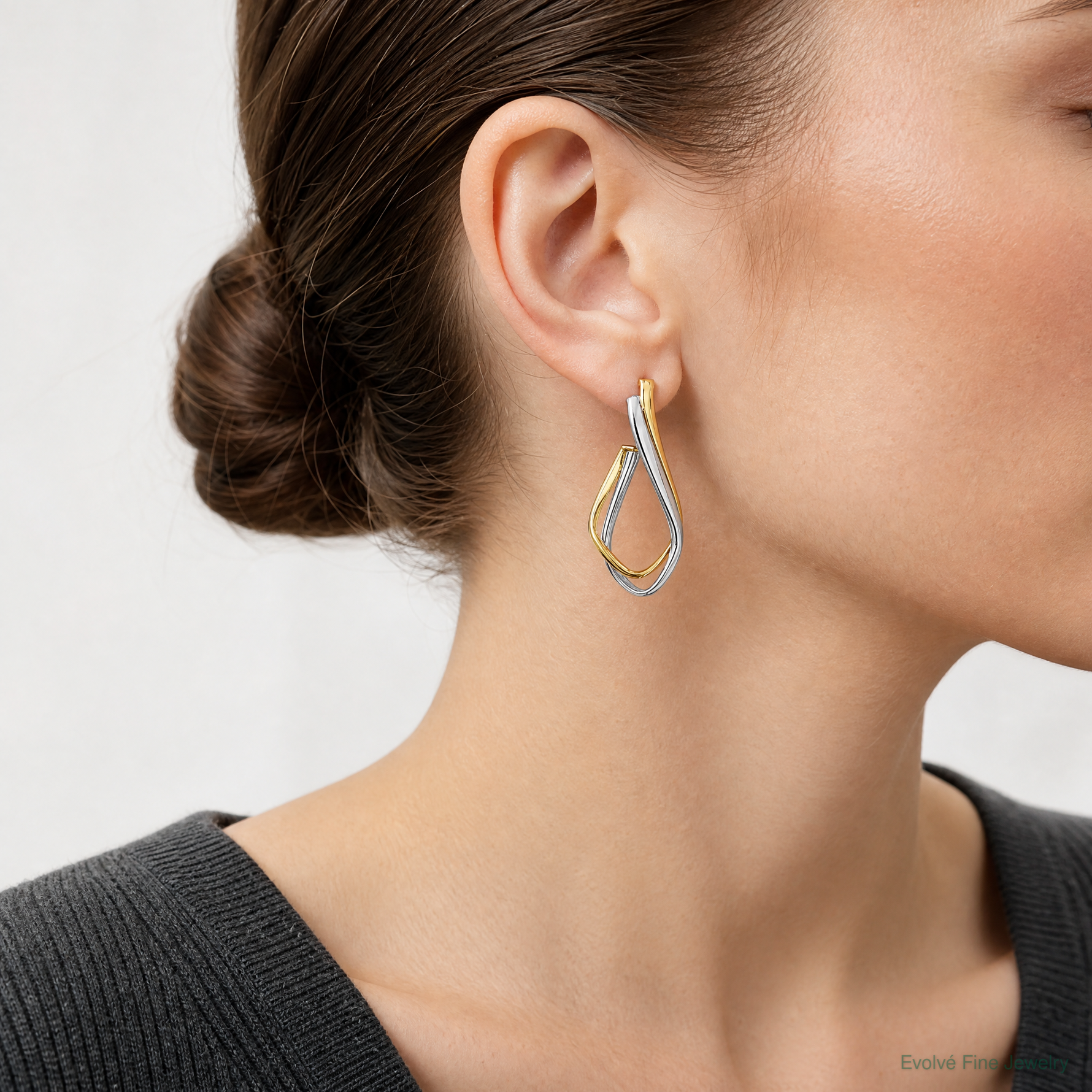 Leslie's 14K w/Rhodium Polished Post Earrings - Model Shot