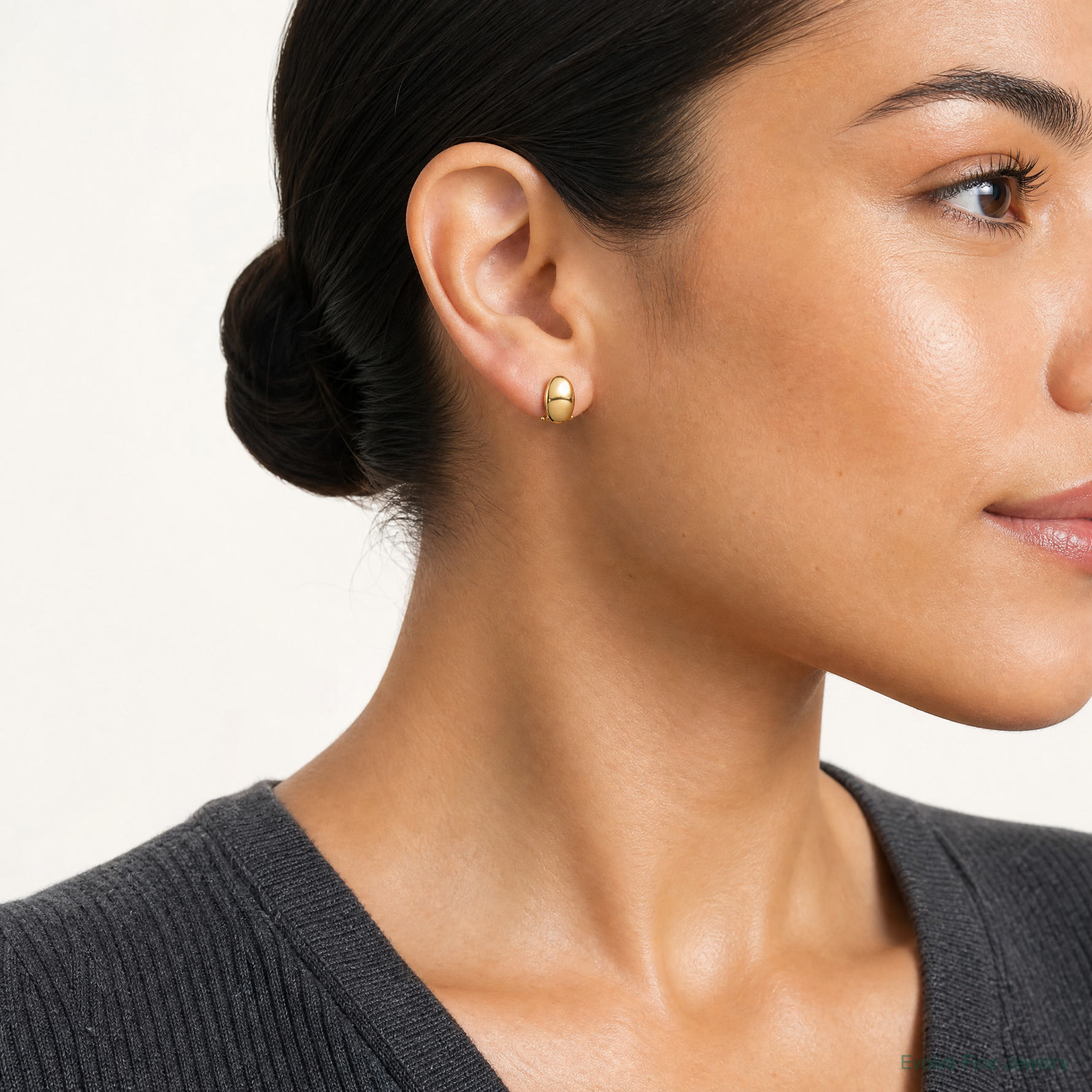 Leslie's 14K Polished Omega Back Earrings - Model Shot