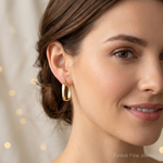 Leslie's 14K Polished Squared Oval Hoop Earrings - Model Shot