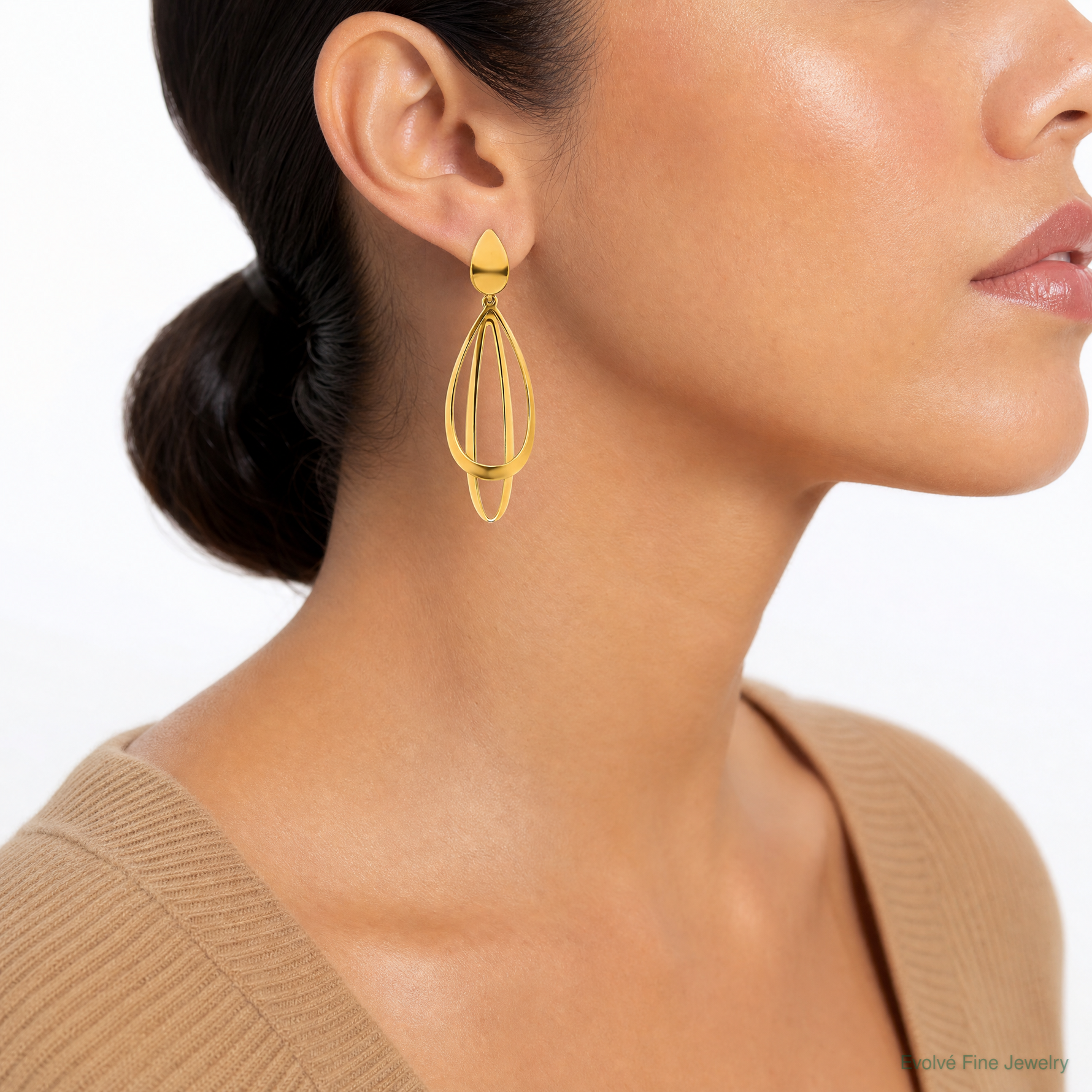 Leslie's 14k Polished and Brushed Post Dangle Earrings - Model Shot