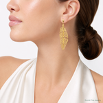 Leslie's 14k Polished D/C Textured Leaf Post Dangle Earrings - Model Shot