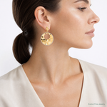 Leslie's 14k Two-tone Polished Textured Post Dangle Earrings - Model Shot