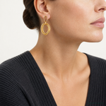 Leslie's 14K Polished and Textured Post Dangle Earrings - Model Shot
