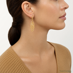 Leslie's 14K Polished and Textured Ovals Dangle Earrings - Model Shot