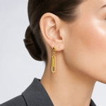 Leslie's 14K Polished Paperclip Dangle Earrings - Model Shot