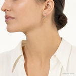 Leslie's 14K Two-tone Polished CZ Circles Dangle Post Earrings - Model Shot