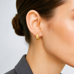 Leslie's 14K Polished and Diamond-cut Huggie Hoop Earrings - Model Shot