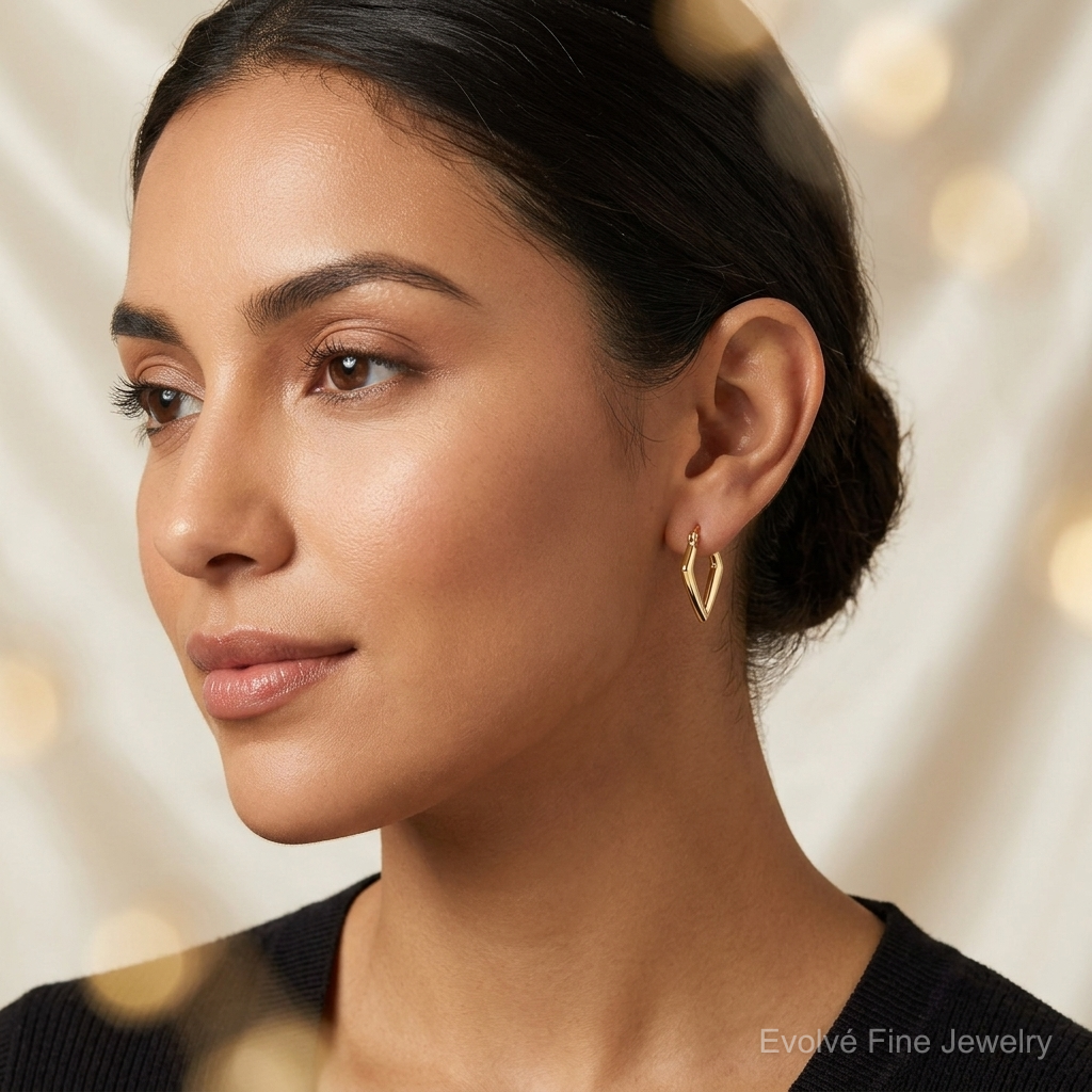 Leslie's 14K Polished Fancy Hoop Earrings - Model Shot