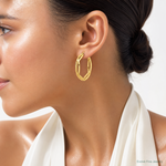 Leslie's 14K Polished Geometric Hoop Earrings - Model Shot