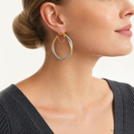 Leslie's 14K w/Rhodium Braided Mesh Stretch Hoop Earrings - Model Shot