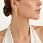 Leslie's 14K Polished with Crystals 3-Row Drop Post Earrings - Model Shot