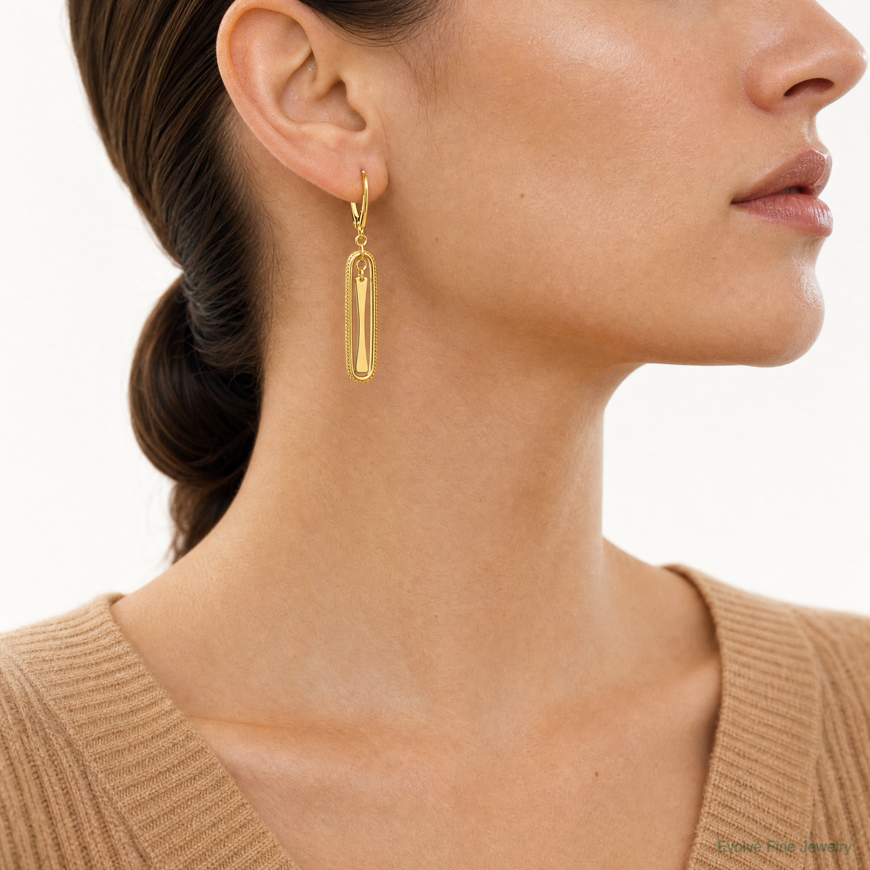 Leslie's 14K Polished Dangle Leverback Earrings - Model Shot