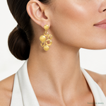 Leslie's' 14K Polished and Satin Circles Post Dangle Earrings - Model Shot