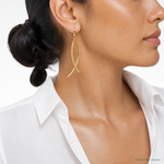 Leslie's 14k Polished and Textured Tube Dangle Leverback Earrings - Model Shot
