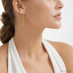 Leslie's 14K Polished Oval Link Dangle Post Earrings - Model Shot