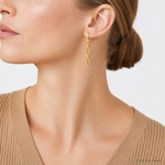 Leslie's 14K Polished/Dia-cut Beaded Link Dangle Leverback Earrings - Model Shot