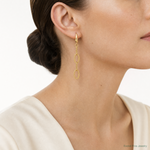 Leslie's 14K Polish/Texture/Dia-cut Fancy Oval Link Dangle Earrings - Model Shot