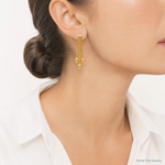 Leslie's 14K Polish/Texture/Dia-cut Fancy Dangle Omega Earrings - Model Shot