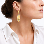 Leslie's 14K Two-tone Polished / Dia-cut Dangle Leverback Earrings - Model Shot