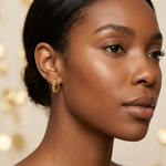 Leslie's 14K Polished Curb Link Round Hinged Hoop Earrings - Model Shot